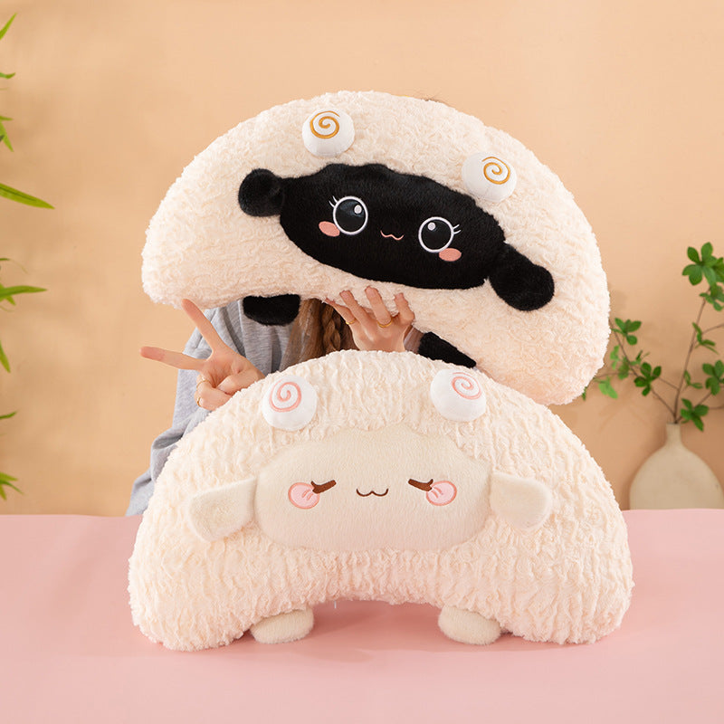 Cute Lamb Pillow Plush Toy Soft Fufu Black White Lamb Doll