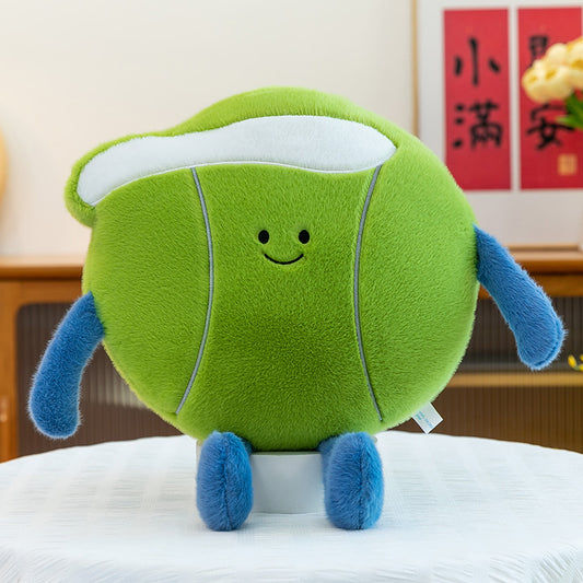 Cartoon Tennis Ball Plush Pillow Doll - Mink Velvet PP Cotton Toy 45cm