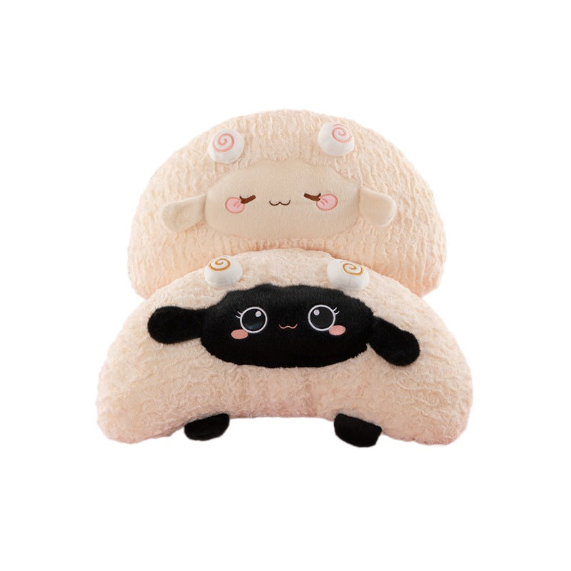 Cute Lamb Pillow Plush Toy Soft Fufu Black White Lamb Doll