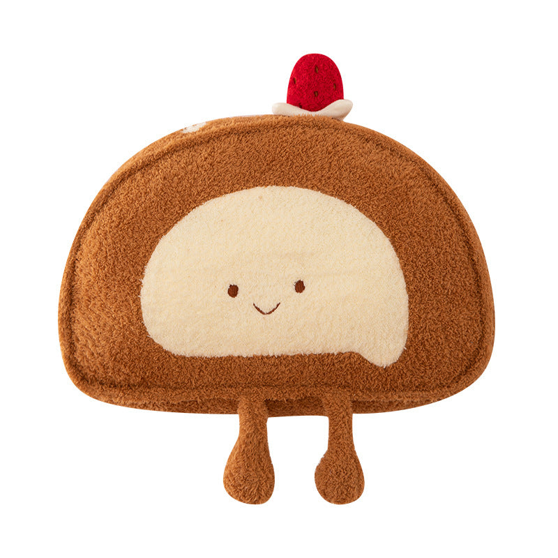Cartoon Soft Swiss Roll Pillow Plush Toy Brown Cake Doll