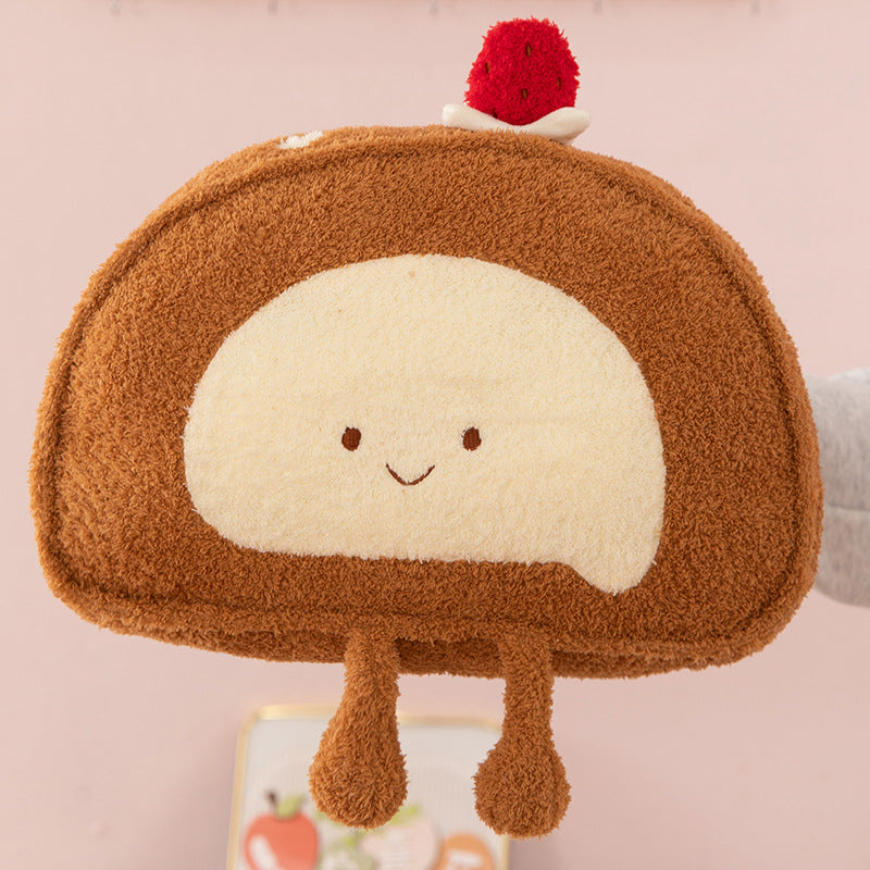 Cartoon Soft Swiss Roll Pillow Plush Toy Brown Cake Doll